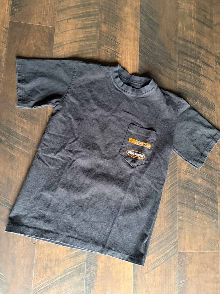 Harley-Davidson Black Short Sleeve Pocket Tee With Orange Logo Patch